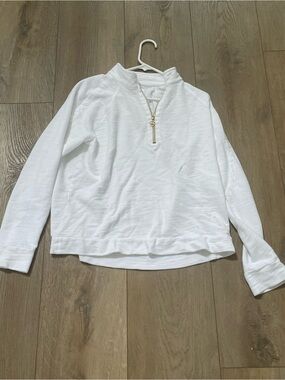 Lilly Pulitzer White Quarter-Zip Pullover with Gold Accent